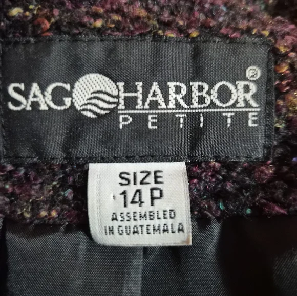 Talbots Purple Textured Tweed Wool Blend Blazer Jacket Size 14P - Picture 3 of 8